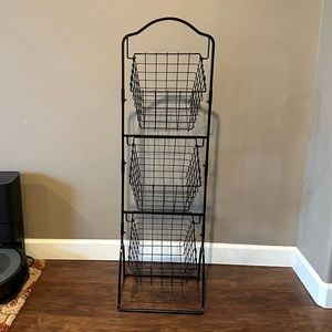 Gourmet Basics by Mikasa 3-Tier Metal Market Basket, Antique Black